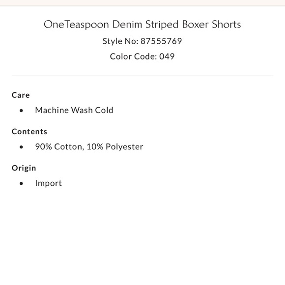 OneTeaspoon Denim Striped Boxer Shorts, size Small - Picture 5 of 12